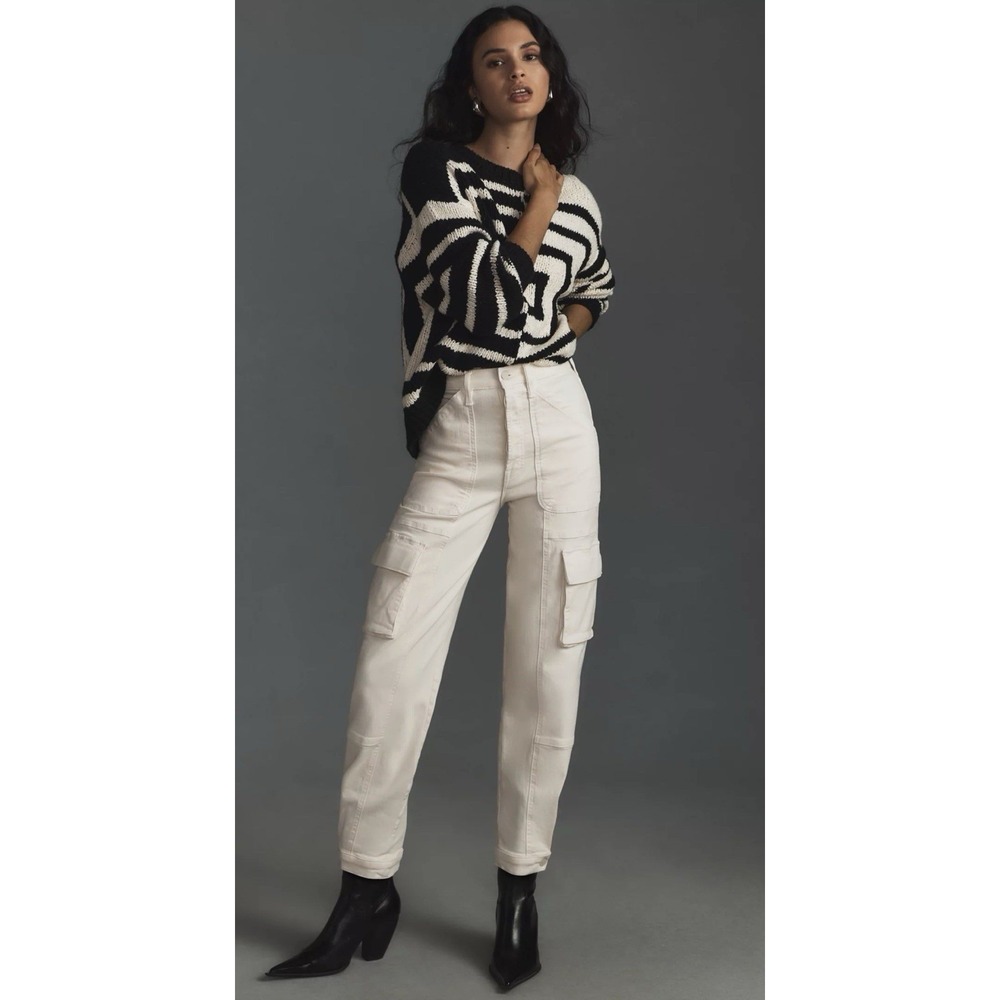 MOTHER The Curbside Cargo Flood Jeans in Egg Eggnog Cream NEW 27